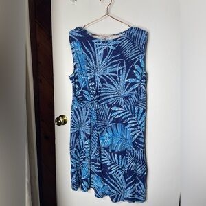 Tommy Bahama Navy and Light Blue Tropical Midi Dress